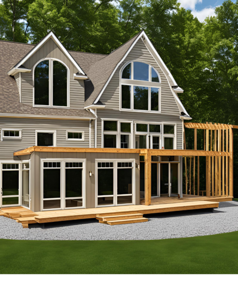 Newly built home addition with large windows and a modern design